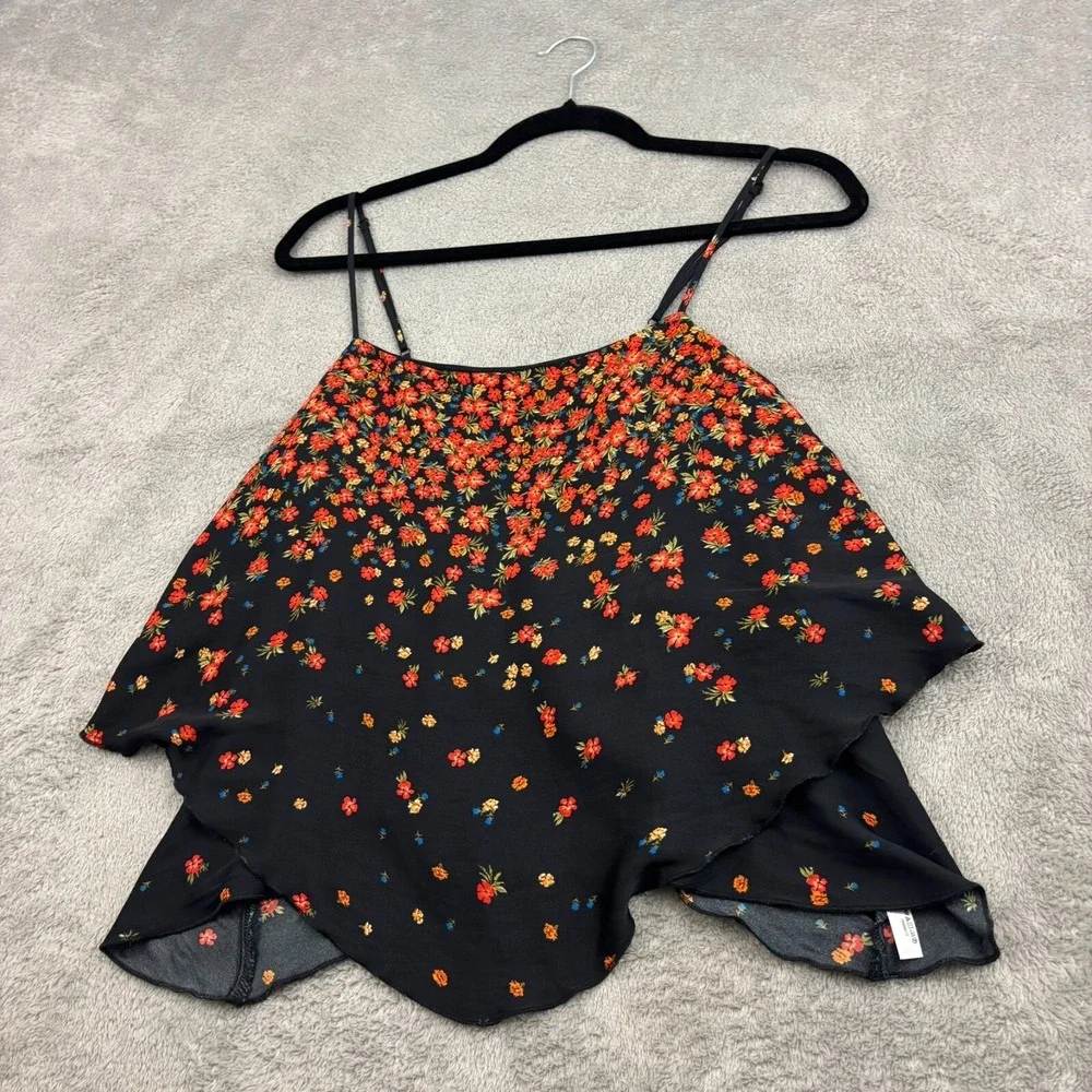 Intimately Free People Let‎ Me Love Satin Cami Womens S Black Floral Whimsigoth